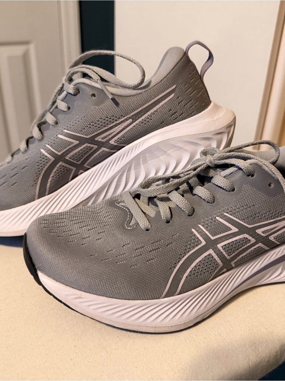 Asics Grey Mesh Athleisure Running Shoes - Picture 2 of 4
